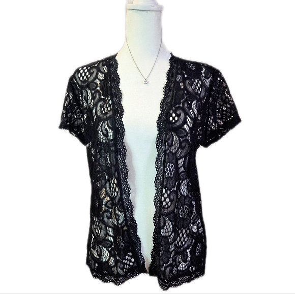 Sweaters - Chic Black Lace Cardigan